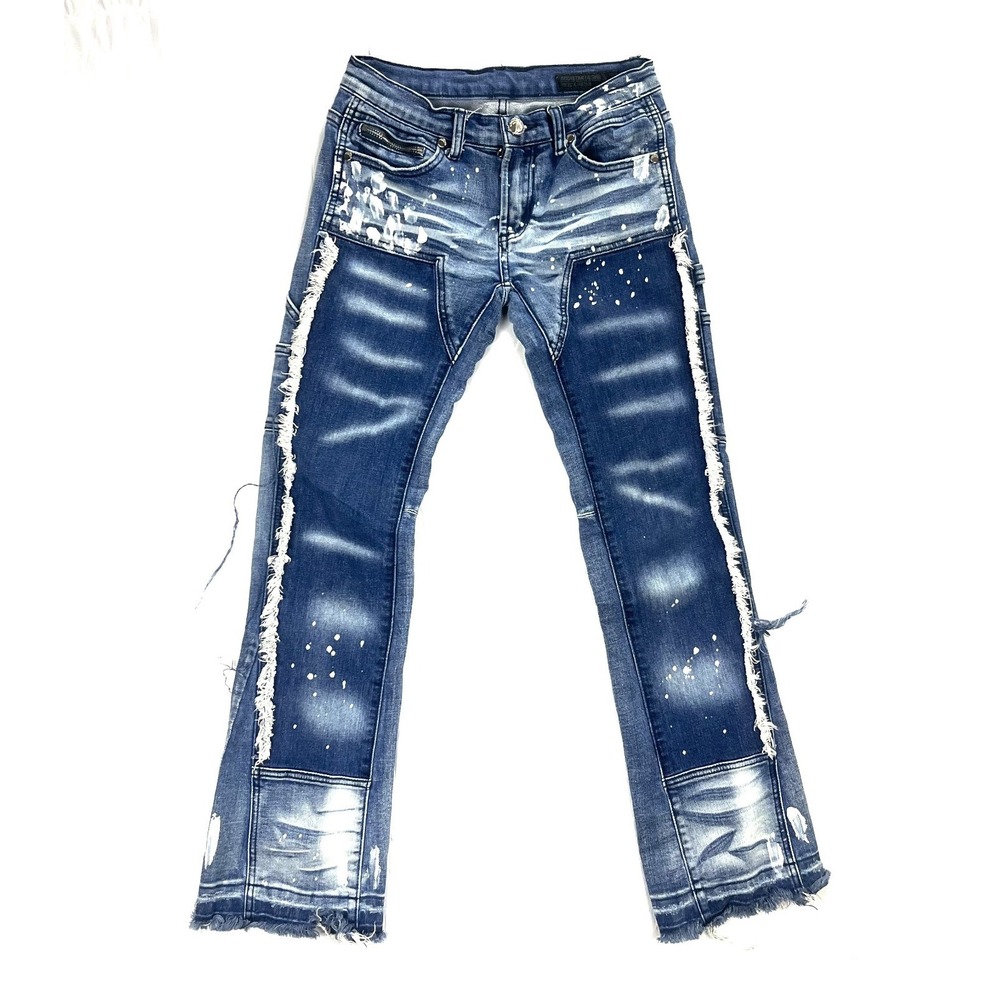 EUC Rockstar Original RSK 205 Santal Paint Splatter Distressed Flare Jeans Sz 10